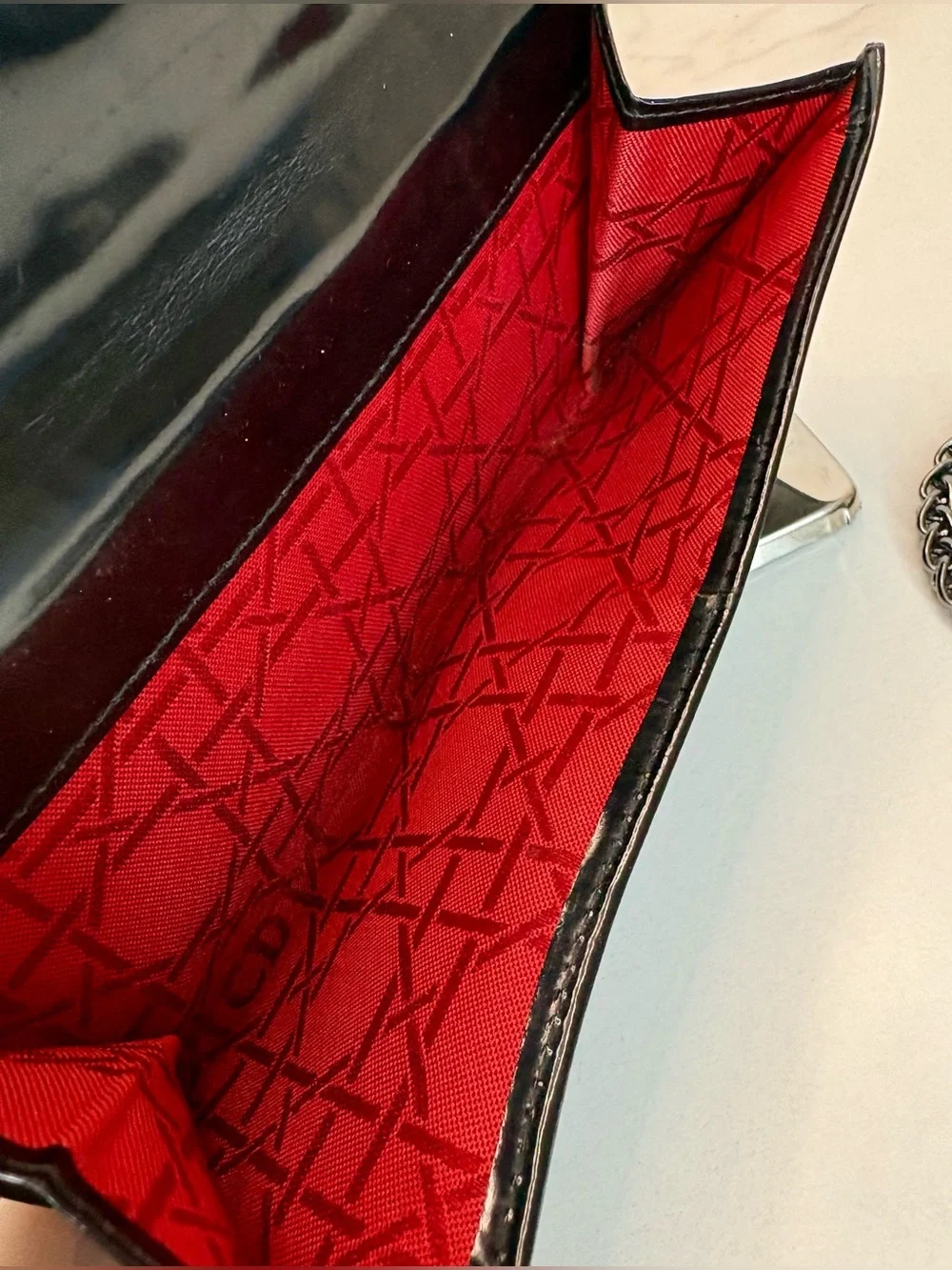 Christian Dior black leather wallet W/silver 